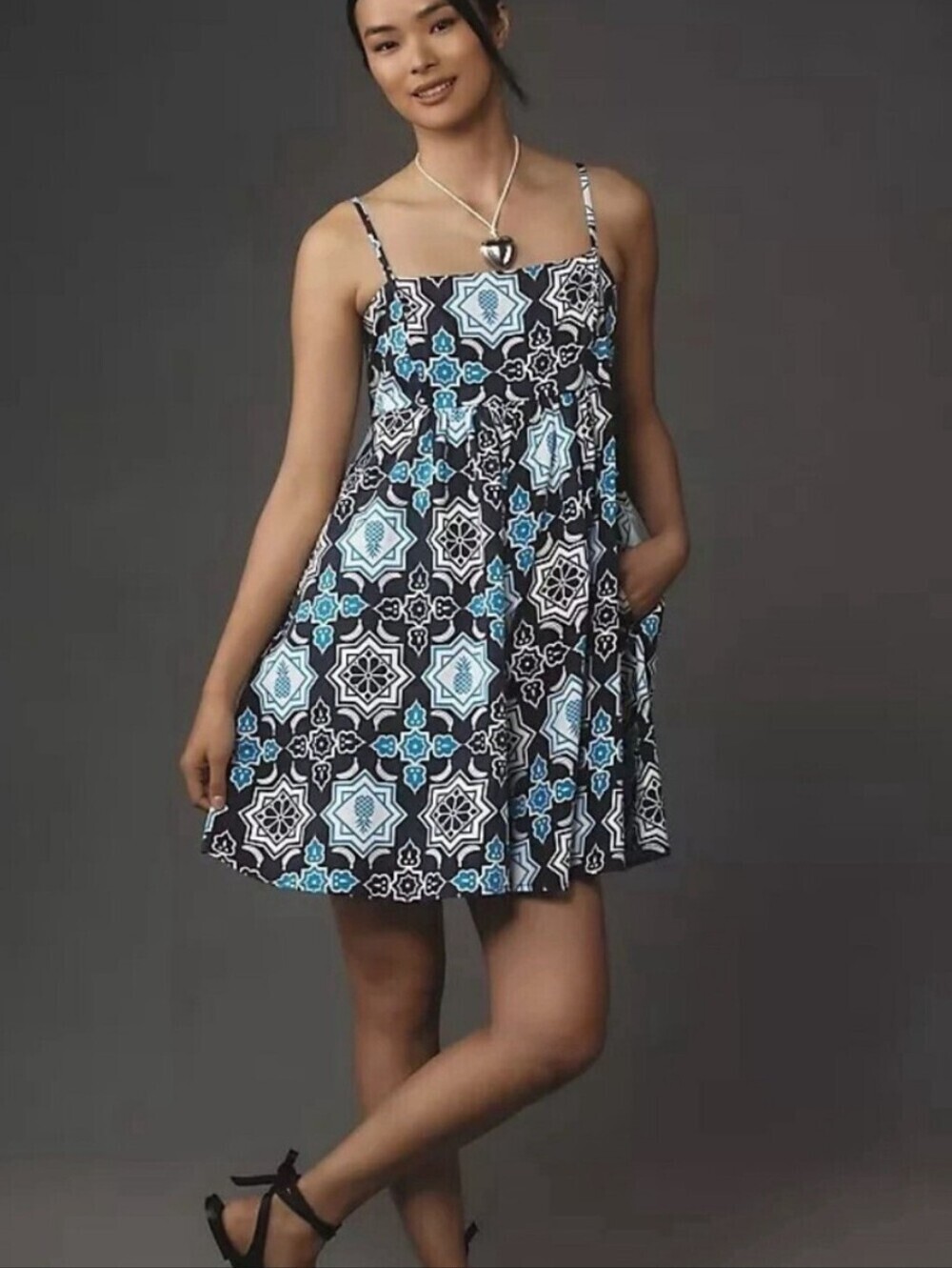 Anthropologie Hutch Blue Printed Bandeau Romper Size XS